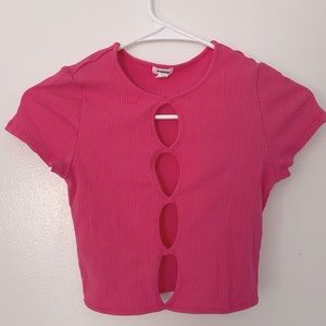 garage hot pink crop top
